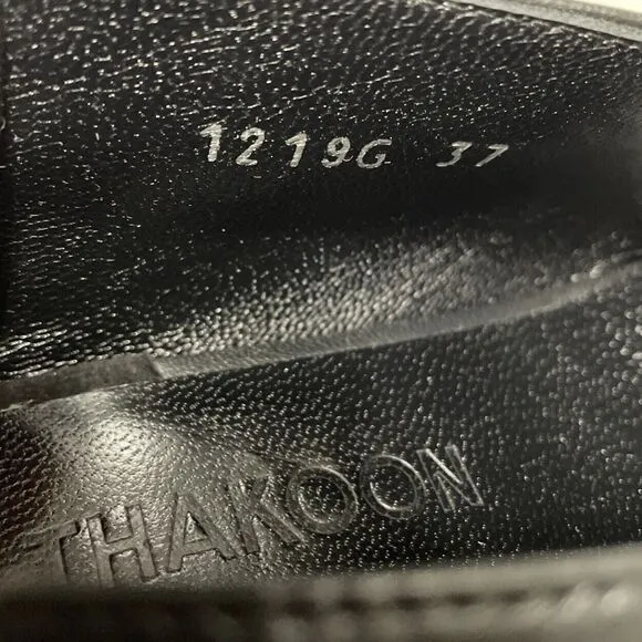 Thakoon 37 Kitten Heel Black Leather Slip On Mules Y2K Mobwife New In Box