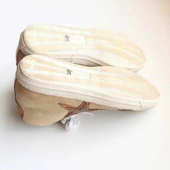 The Shoe Box Beige Suede &amp; Brown Leather High Top Sneakers Lace-up w Star 8.5