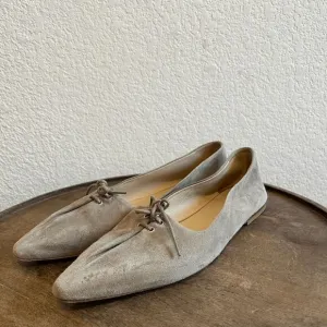 Theory Suede Pleated Bow Tie Ballet Flats Shoes Women's Size 36.5 US 6.5