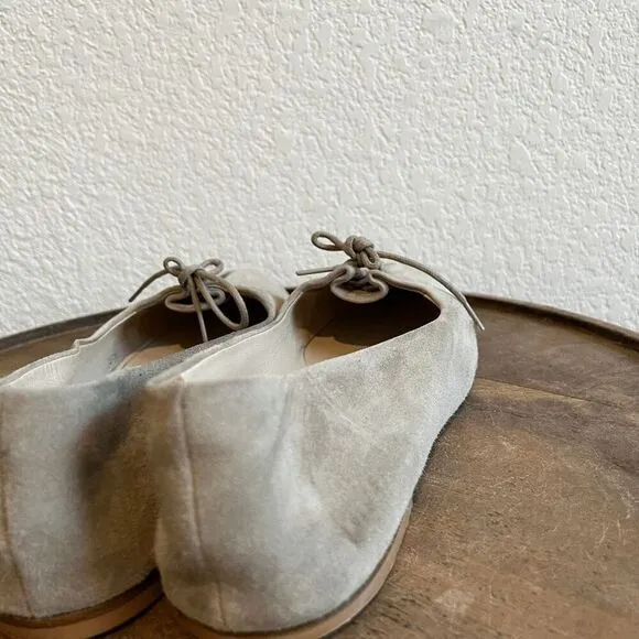 Theory Suede Pleated Bow Tie Ballet Flats Shoes Women's Size 36.5 US 6.5