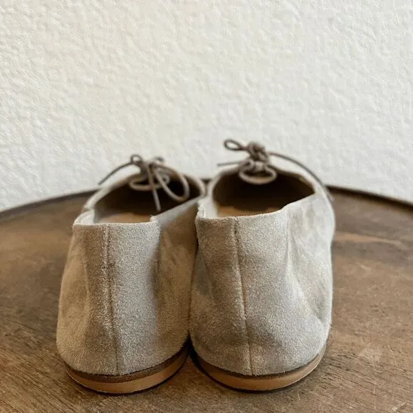 Theory Suede Pleated Bow Tie Ballet Flats Shoes Women's Size 36.5 US 6.5