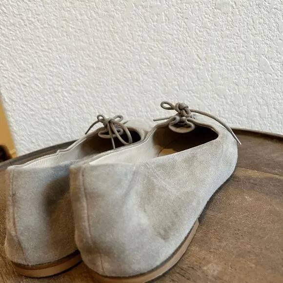 Theory Suede Pleated Bow Tie Ballet Flats Shoes Women's Size 36.5 US 6.5