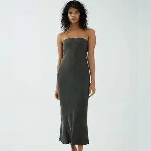 THIRD FORM bias cut out midi slip dress in charcoal grey sz 6 small