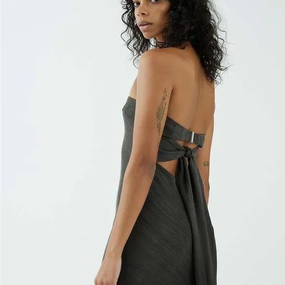 THIRD FORM bias cut out midi slip dress in charcoal grey sz 6 small