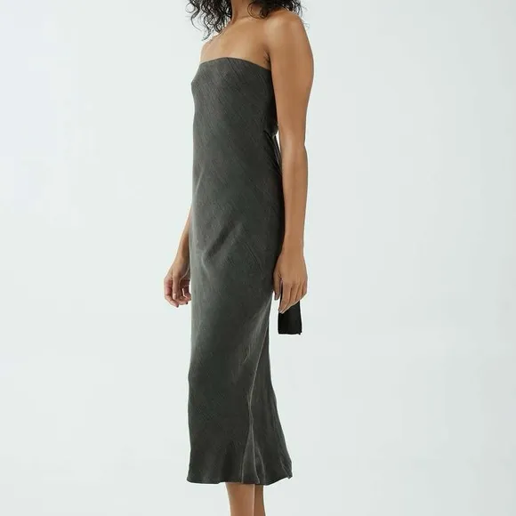 THIRD FORM bias cut out midi slip dress in charcoal grey sz 6 small