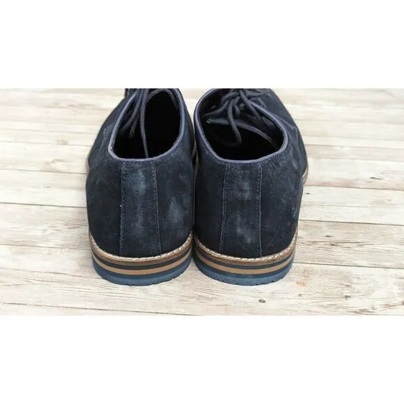 Thomas &amp; Vine #001507 Mens Size 9 Navy Blue Leather Lace Up Oxford Shoes