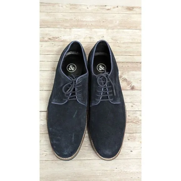 Thomas &amp; Vine #001507 Mens Size 9 Navy Blue Leather Lace Up Oxford Shoes