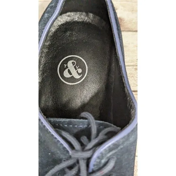 Thomas &amp; Vine #001507 Mens Size 9 Navy Blue Leather Lace Up Oxford Shoes