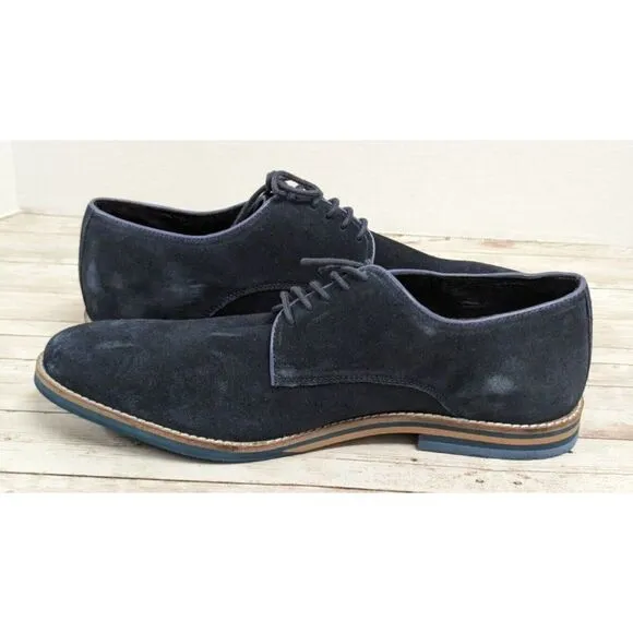 Thomas &amp; Vine #001507 Mens Size 9 Navy Blue Leather Lace Up Oxford Shoes
