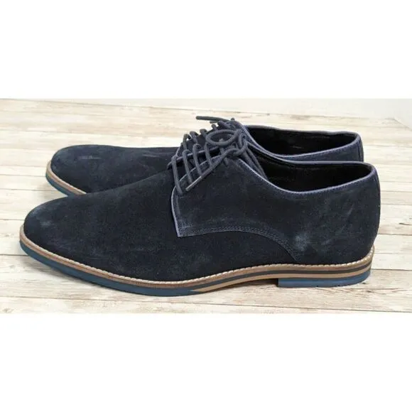 Thomas &amp; Vine #001507 Mens Size 9 Navy Blue Leather Lace Up Oxford Shoes