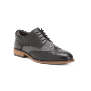 THOMAS &amp; VINE Black Men's Leather Wingtip Dress Shoes