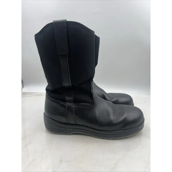 THOROGOOD Boots Mens 11M THORO-FLEX 10&quot; BLACK NON-SAFETY-TOE SLIP-ON 834-6136