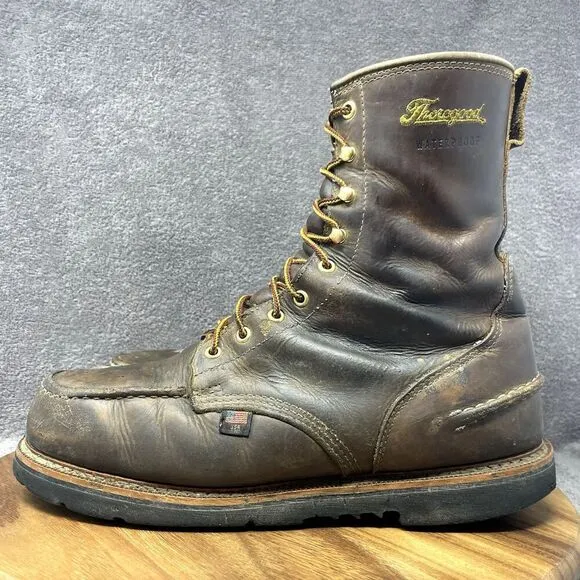 Thorogood 814-3890 Men's 8&quot; Leather WP Moc Toe Non Safety Work Boots Sz 12 D