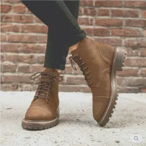 Thursday Boot Co The Captain Brown suede Lace Up Boot cap toe 7