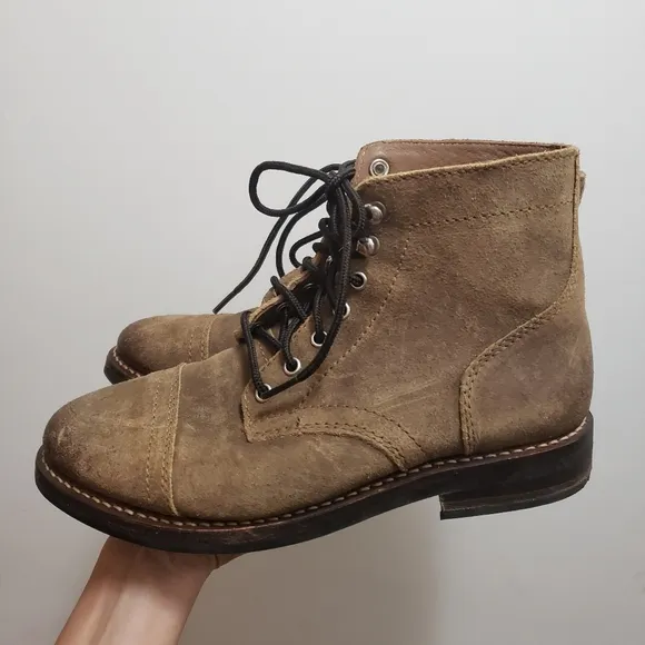 Thursday Boot Co The Captain Brown suede Lace Up Boot cap toe 7