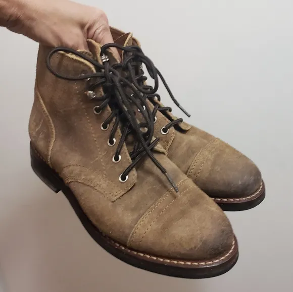Thursday Boot Co The Captain Brown suede Lace Up Boot cap toe 7