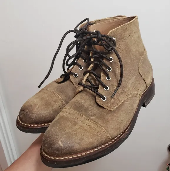 Thursday Boot Co The Captain Brown suede Lace Up Boot cap toe 7