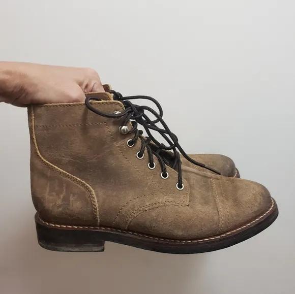 Thursday Boot Co The Captain Brown suede Lace Up Boot cap toe 7