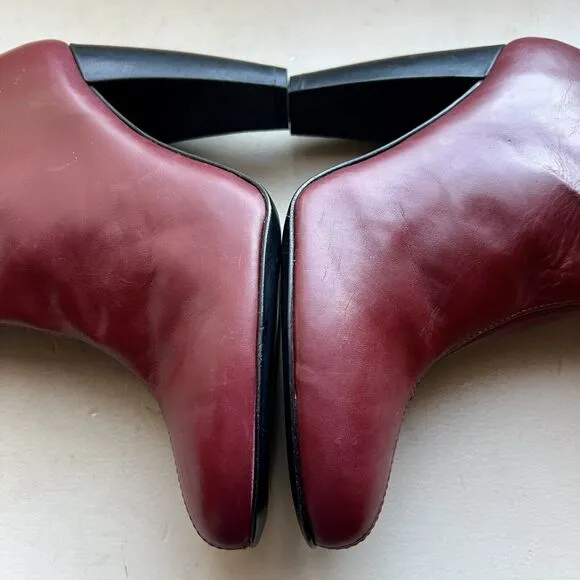 Tibi Red Leather Slip On Heeled Fashion Ankle Boots Booties Women’s EU 36.5 US 6