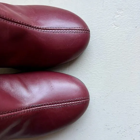 Tibi Red Leather Slip On Heeled Fashion Ankle Boots Booties Women’s EU 36.5 US 6