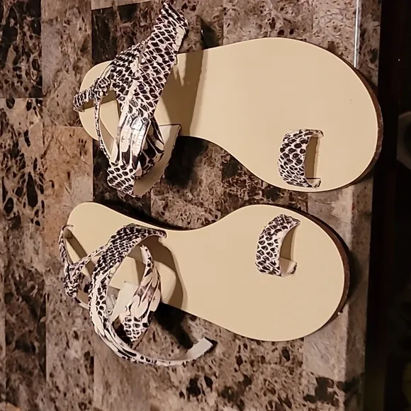 TIBI yellow snakeskin leather Cedric sandals