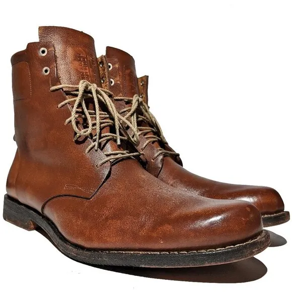 Timberland Boot Co. Brown Hand Burnoshed Horween Leather Boots Sz 12