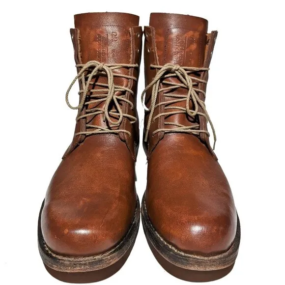 Timberland Boot Co. Brown Hand Burnoshed Horween Leather Boots Sz 12