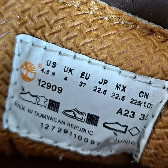 Timberland Kids' Boots Premium Waterproof Padded Collar Wheat Size 4.5
