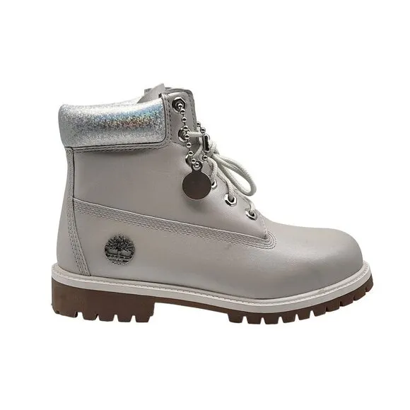 Timberland Metallic Gray Collar Waterproof Premium 6 inch Boots A5SUW Size 7