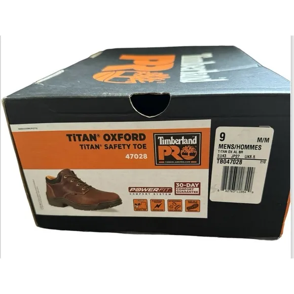 Timberland Pro In Box Titan Oxford Safety Toe Men’s Brown Work Shoes Size 9M