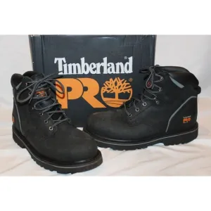 Timberland Pro Mens 6&quot; Pit Boss Steel‎ Safety Toe Shoe Black NIB SZ 9.5