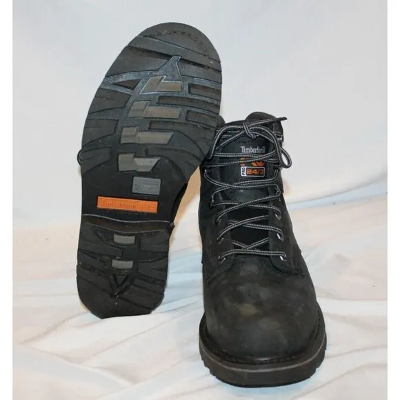Timberland Pro Mens 6&quot; Pit Boss Steel‎ Safety Toe Shoe Black NIB SZ 9.5