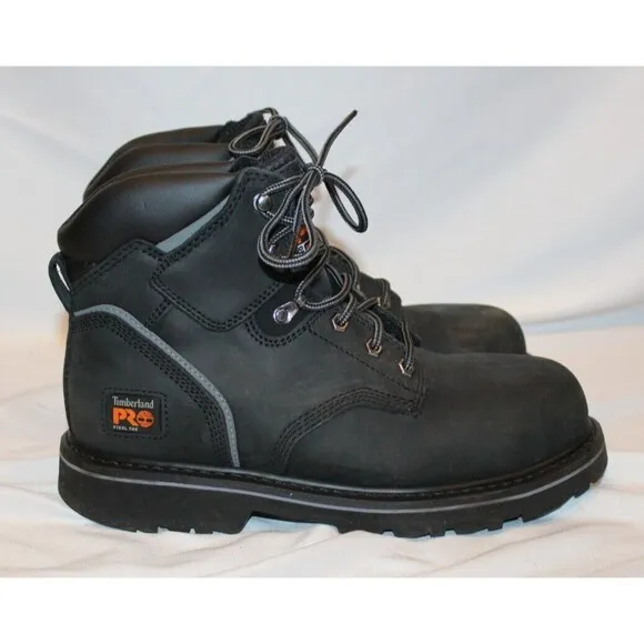 Timberland Pro Mens 6&quot; Pit Boss Steel‎ Safety Toe Shoe Black NIB SZ 9.5