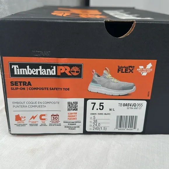 Timberland PRO Shoes Wm 7.5 Wide Setra Slip On Comp Toe Safety Gray Sneakers