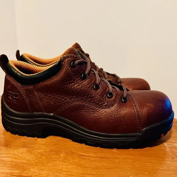 Timberland Pro Titan Oxford Women’s 10 M Shoes Brown Leather Safety Toe 63189
