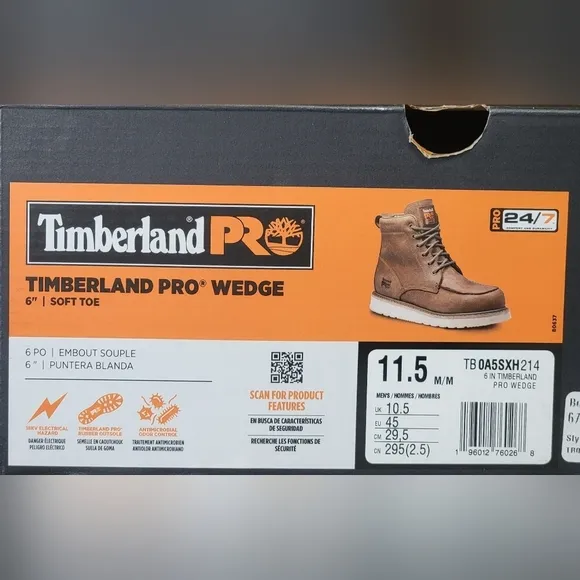 Timberland PRO Wedge 6&quot; Soft Moc-Toe Work Boots Size 11.5 Oil Slip Resistant New