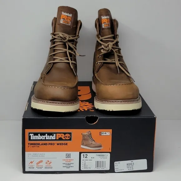Timberland PRO Wedge 6&quot; Soft Moc-Toe Work Boots Size 12 Oil Slip Resistant New