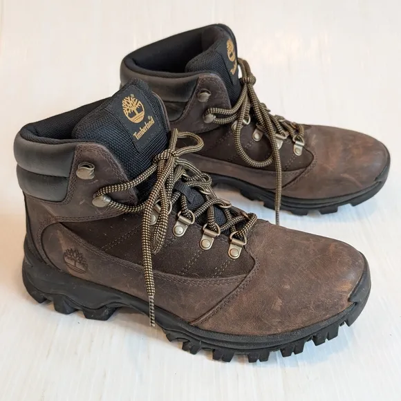 TIMBERLAND Rangely Men's Mid Brown Leather Waterproof Hiking Boots Size 8.5