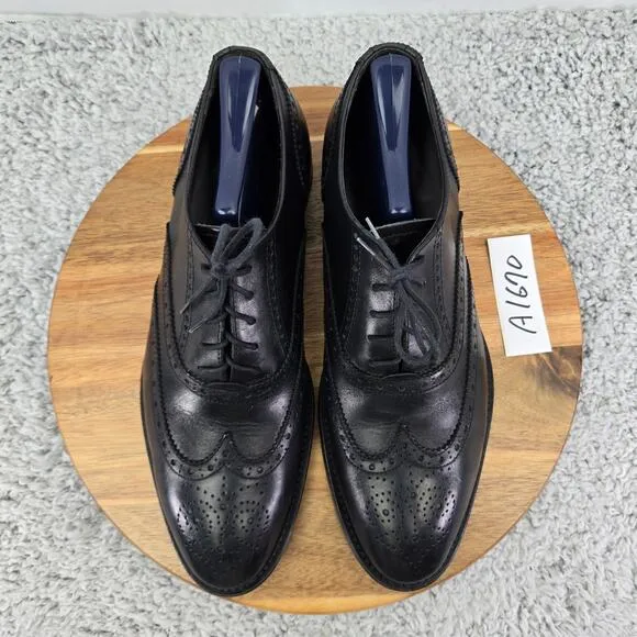 To Boot New York Black Wingtip Brogue Medallion Oxford Dress Shoes Mens 9.5
