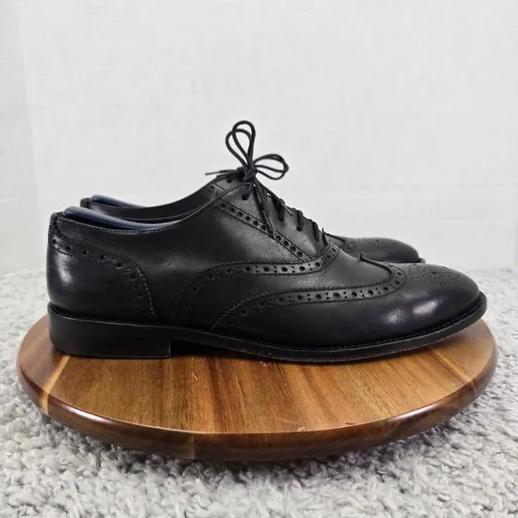 To Boot New York Black Wingtip Brogue Medallion Oxford Dress Shoes Mens 9.5