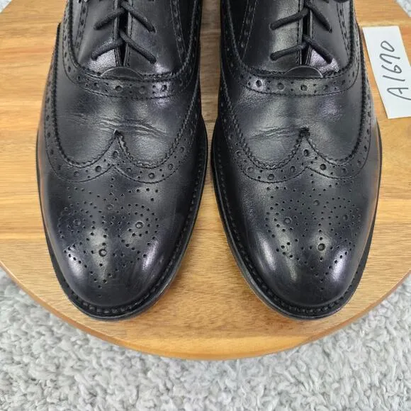 To Boot New York Black Wingtip Brogue Medallion Oxford Dress Shoes Mens 9.5