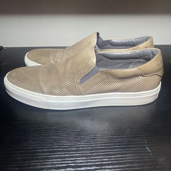 To Boot New York Mens Brown Leather Slip On Sneakers Adam Derrick Italy Sz 10.5