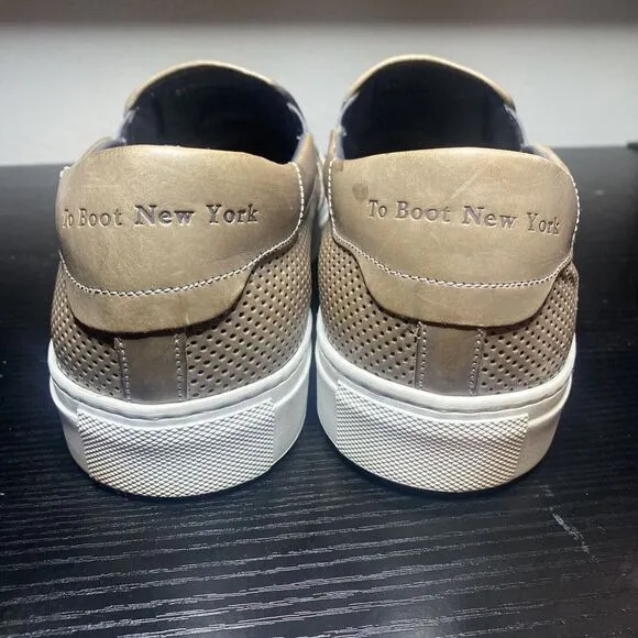 To Boot New York Mens Brown Leather Slip On Sneakers Adam Derrick Italy Sz 10.5