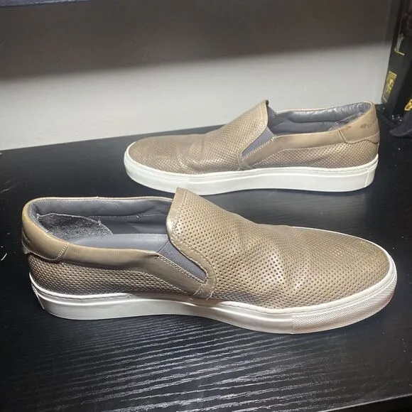 To Boot New York Mens Brown Leather Slip On Sneakers Adam Derrick Italy Sz 10.5