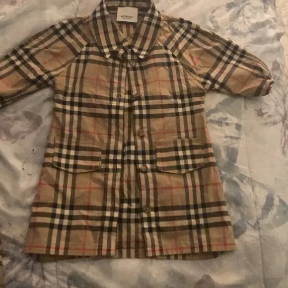 Toddler Burberry dress and shoes.
