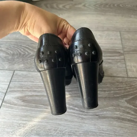 Tod’s Patent Smooth Mixed Leather Studded Block Heel Ankle Boots Made in Italy