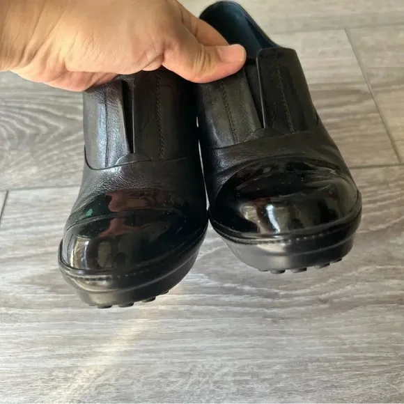 Tod’s Patent Smooth Mixed Leather Studded Block Heel Ankle Boots Made in Italy