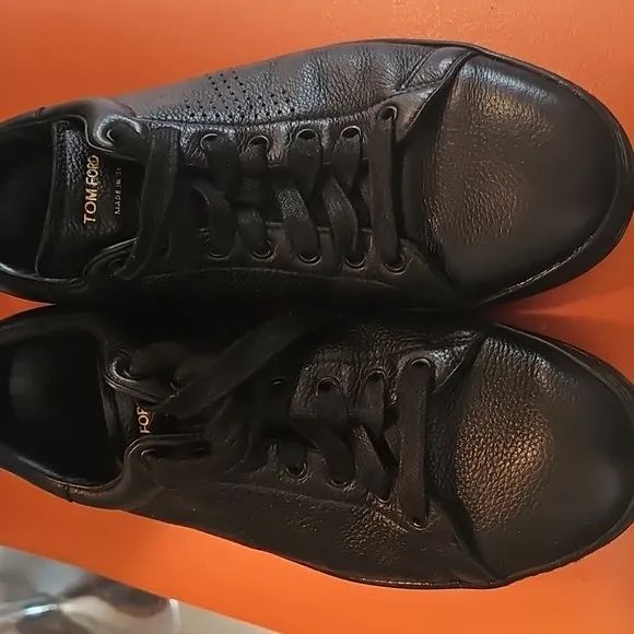 Tom Ford Black Leather Sneakers