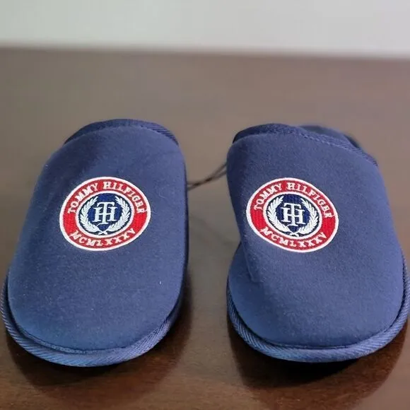 Tommy Hilfiger Men's Slippers Navy Red Size 11 New Comfort Shoes Slides Slip-On