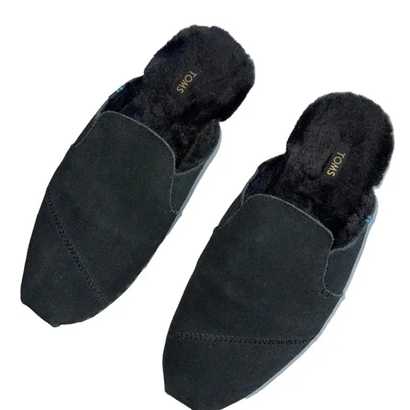 TOMS Women’s Size 6.5 Black Nova Leather Wrap Slip-On Shoes Suede Slippers